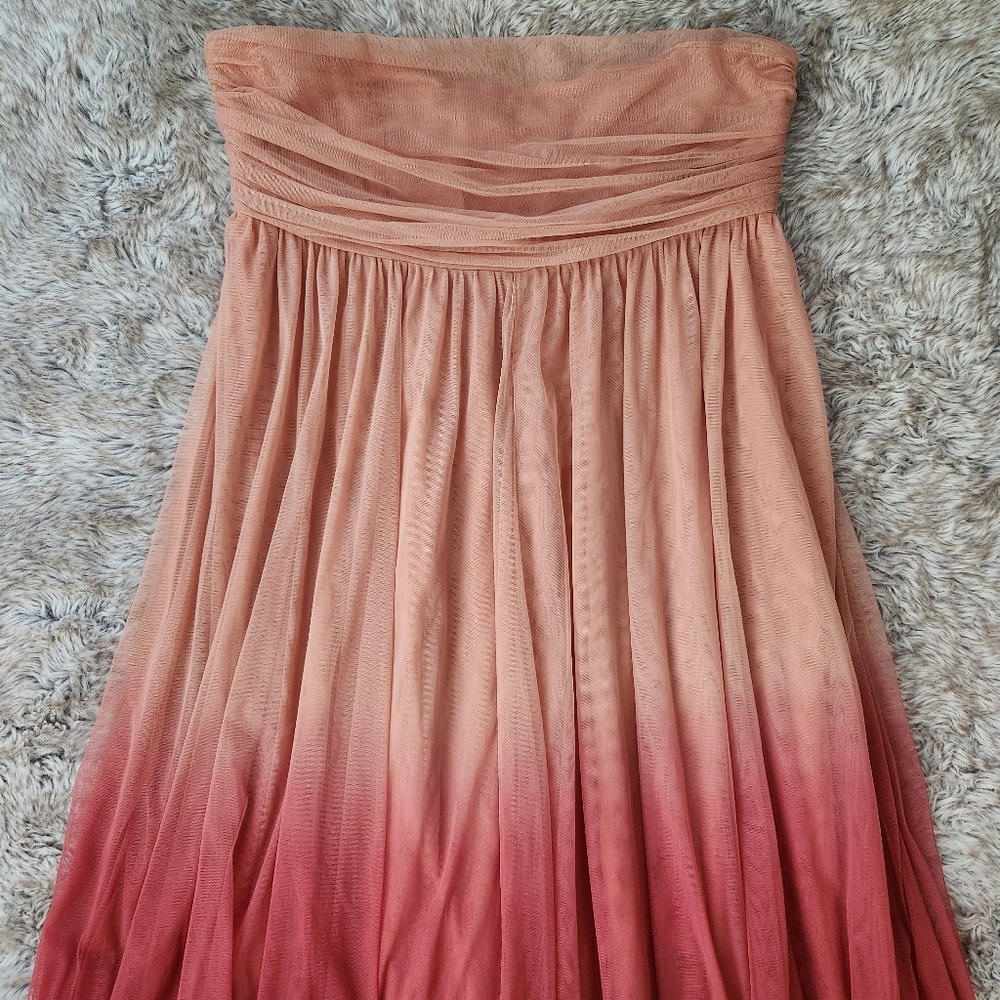 Anthropologie Let Me Be Ombre Strapless Maxi Dress Pink‎ Women's Size Large - Picture 4 of 12